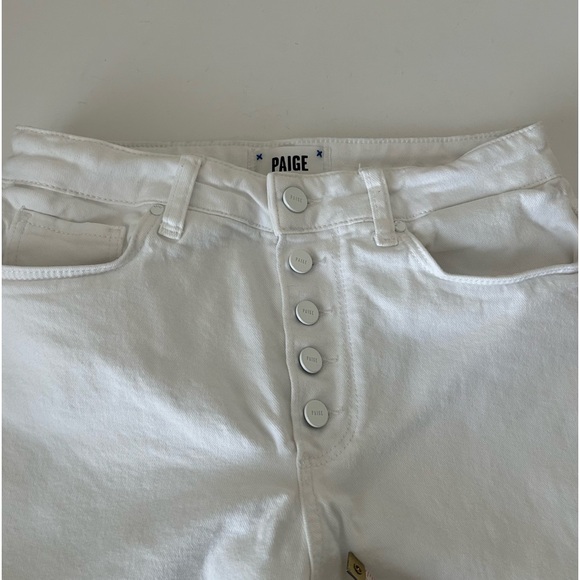 Paige White Leenah Ankle Button Fly Cotton Stretch High Rise Denim Jeans size 27 - Picture 3 of 14